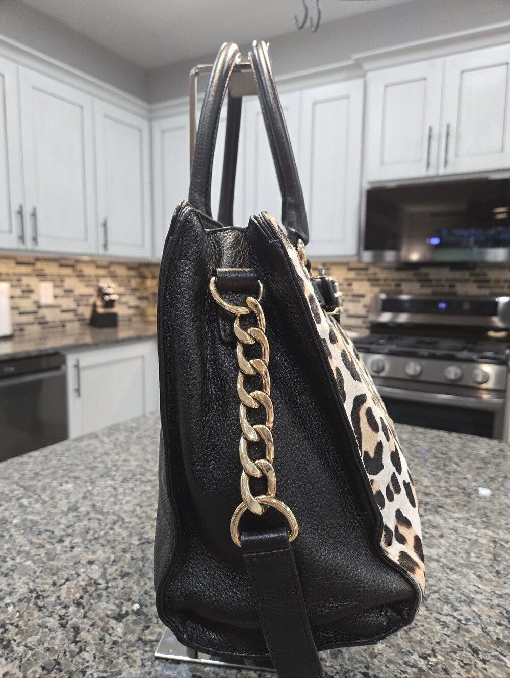 Michael Kors Leopard Calf Hair Hamilton Satchel - Picture 8 of 15
